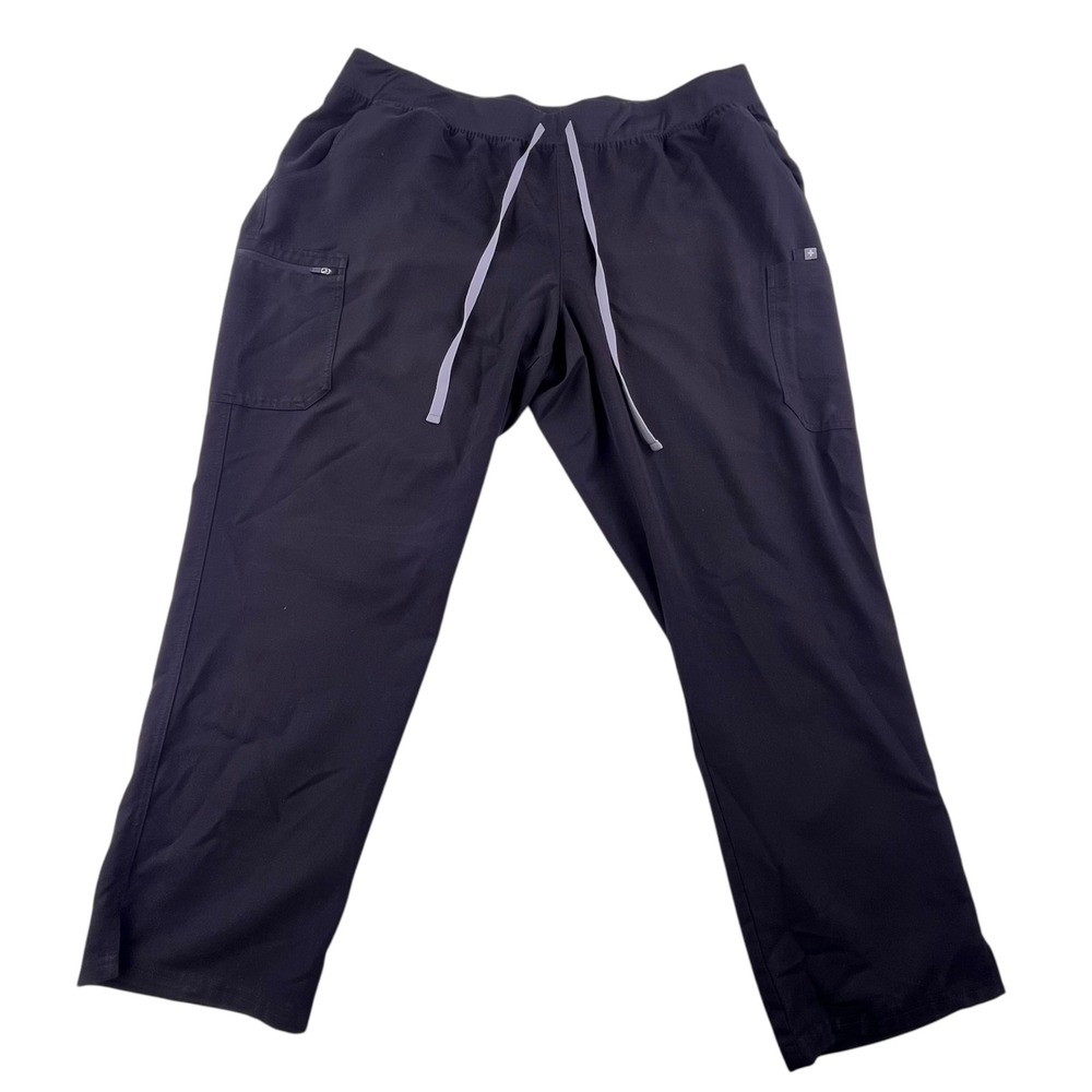 FIGS Technical Collection Black Cargo Scrub Pants 4XL Drawstring Straight Leg